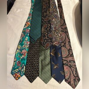 8  Lands’ End Neck Ties Men's Paisley  Geometric Retro Vintage crafts Quilting